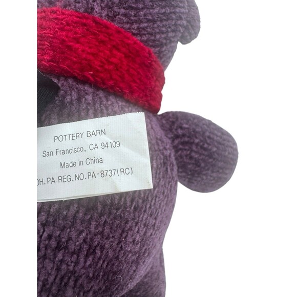 Pottery Barn Nicholas Bear w/Red Scarf Weighted Bottom Stuffed Plush, Vintage 8” - Picture 8 of 11